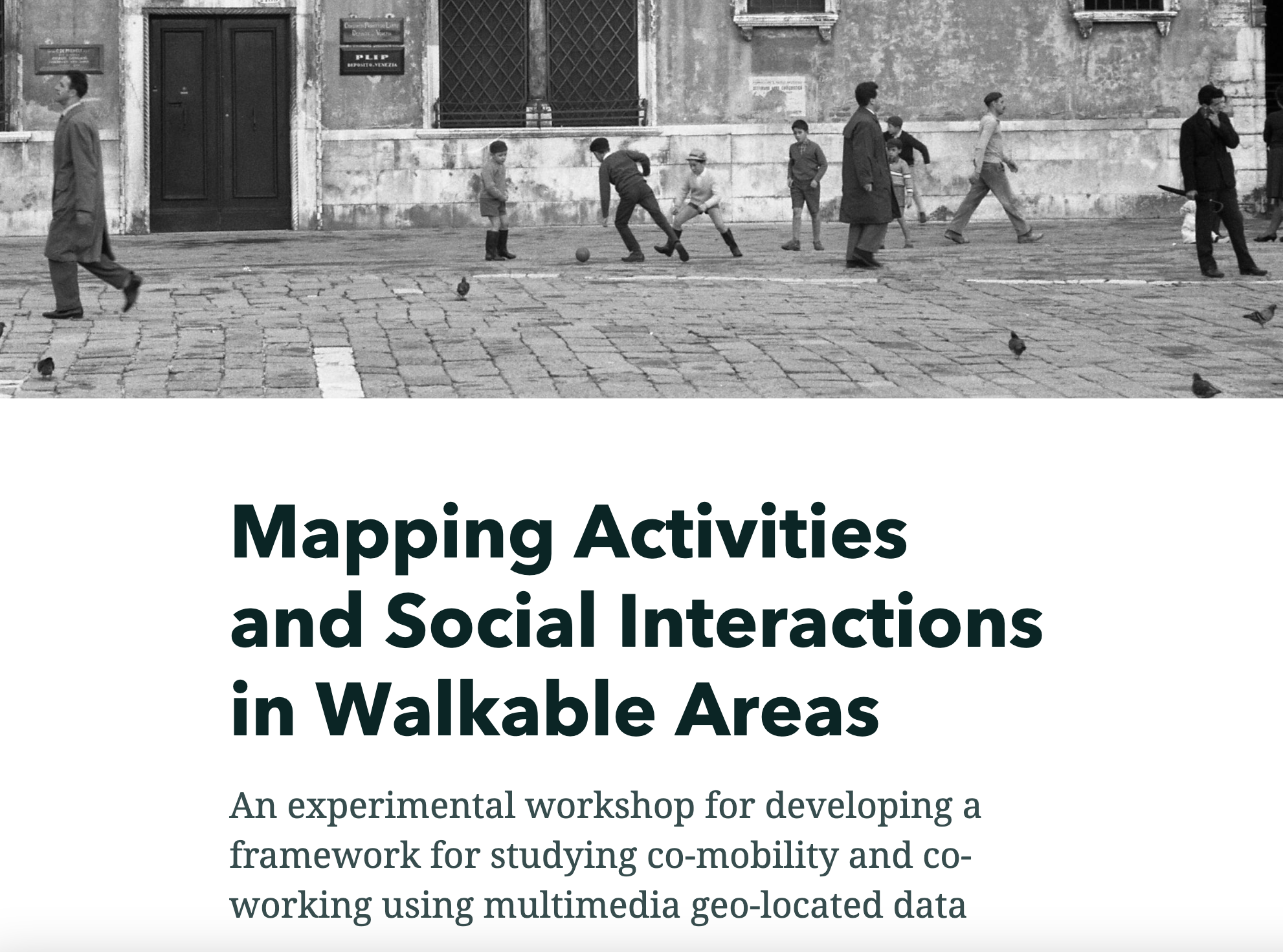 Workshop | Mappare le attività e le interazioni sociali nelle aree pedonali